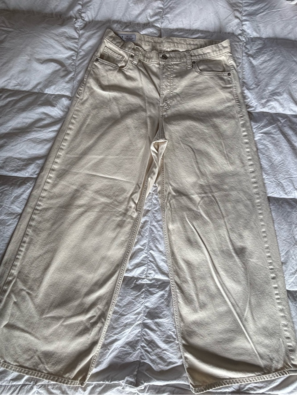 GAP Cream Wide-Leg High-Rise Jeans